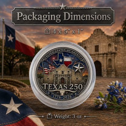 Texas Proud 250th Anniversary Silver Coin – America 1776–2026 Patriotic Gift for Texans