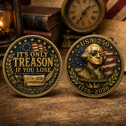 USA 250 It’s Only Treason If You Lose Challenge Coin, 1776-2026 Revolutionary Humor Commemorative Coin