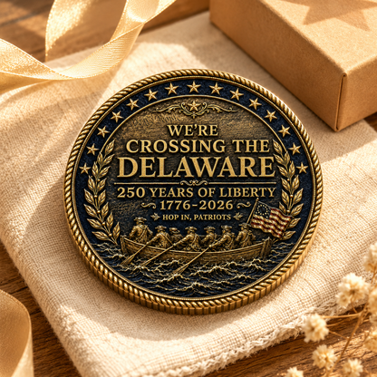 USA 250 Crossing the Delaware Commemorative Coin, 1776-2026 Liberty Anniversary Patriotic Challenge Coin