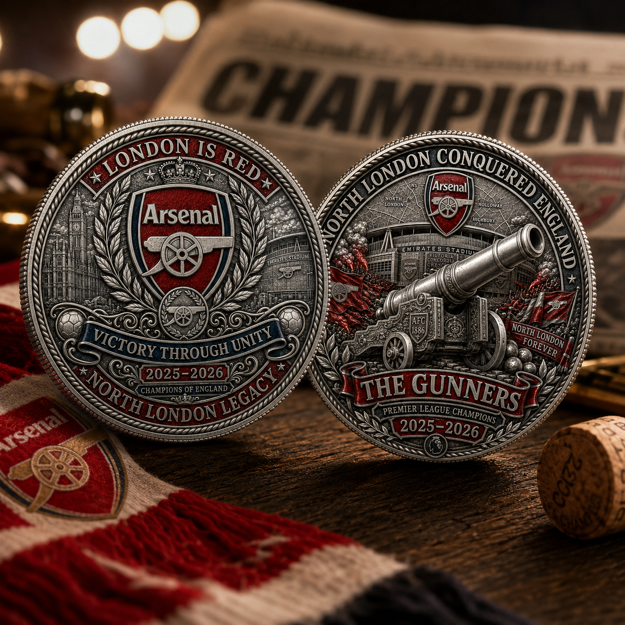 The Gunners Victory Medal Anniversary Coin - NORTH LONDON ROARS AGAIN