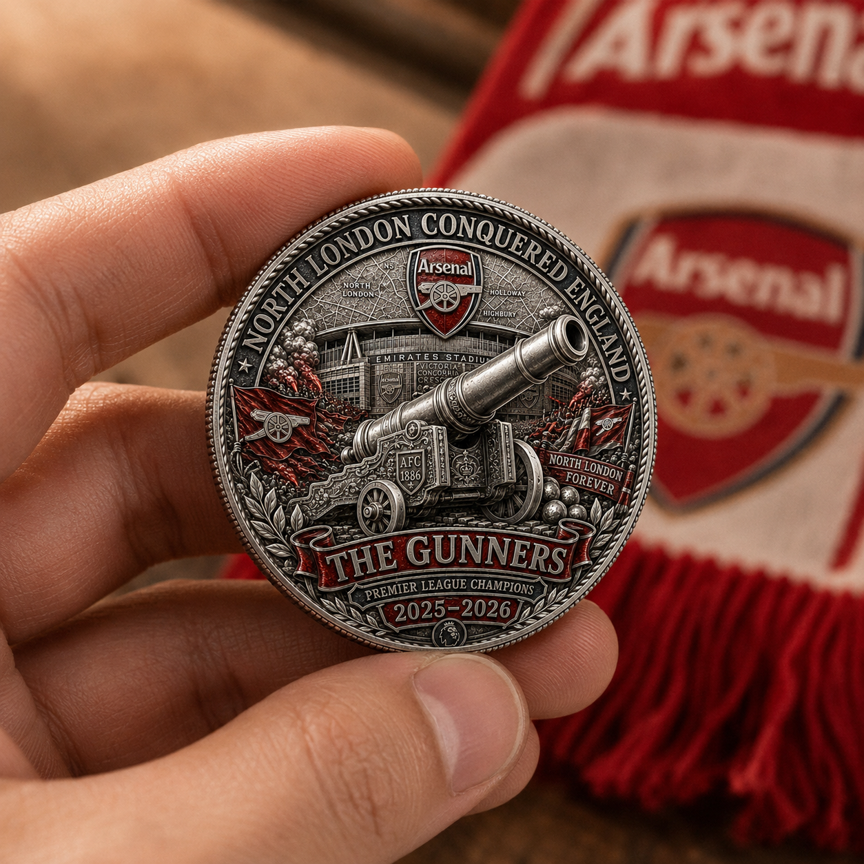 The Gunners Victory Medal Anniversary Coin - NORTH LONDON ROARS AGAIN