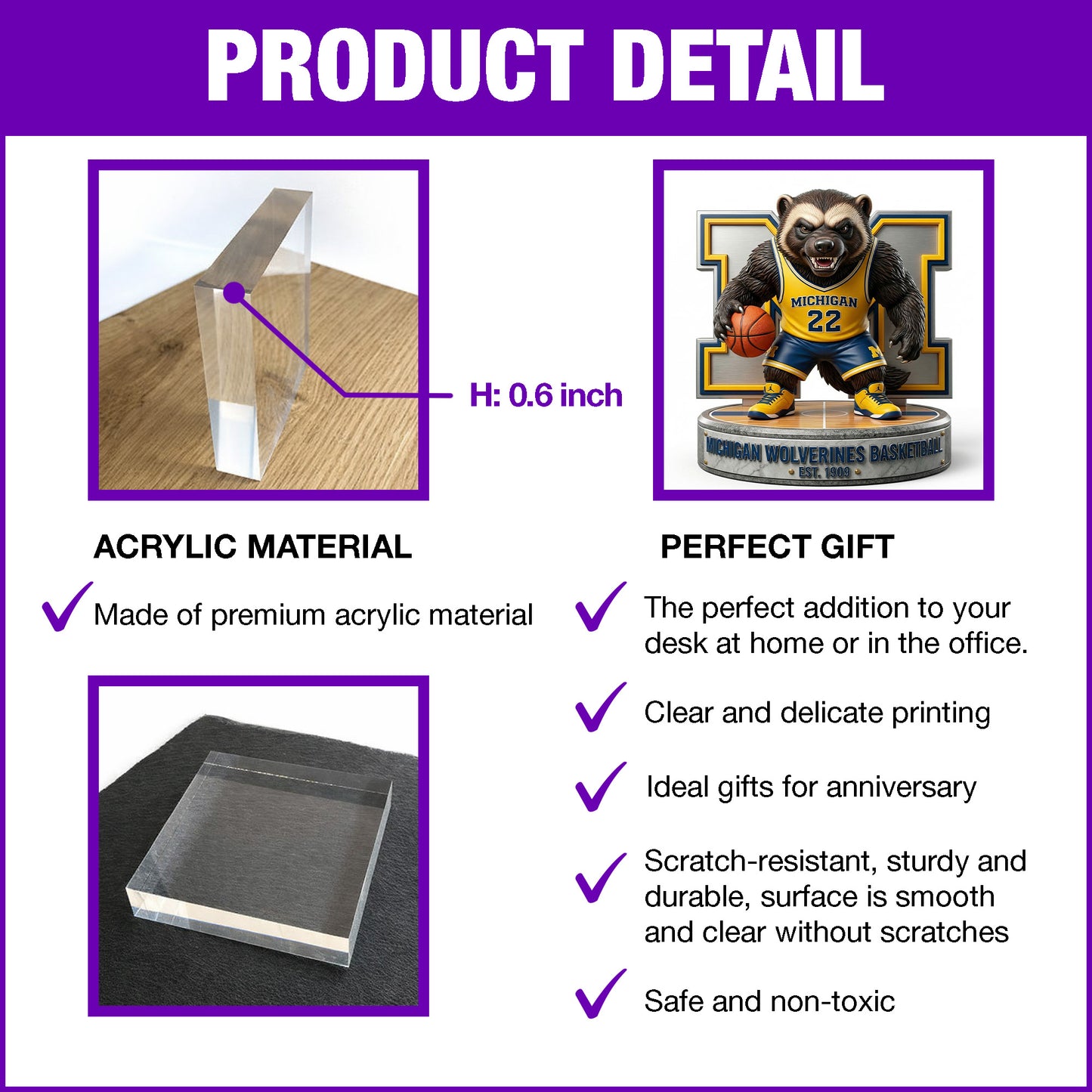 Michigan Basketball II - Acrylic Plaque Classic Fan Gift