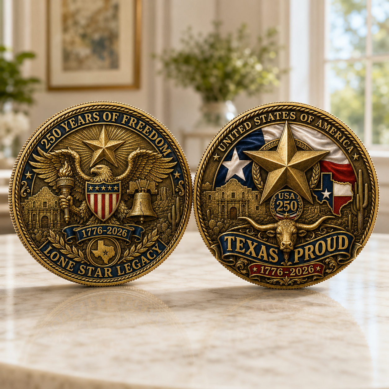 Texas Proud 250th Anniversary Gold Coin – America 1776–2026 Patriotic Gift for Texans