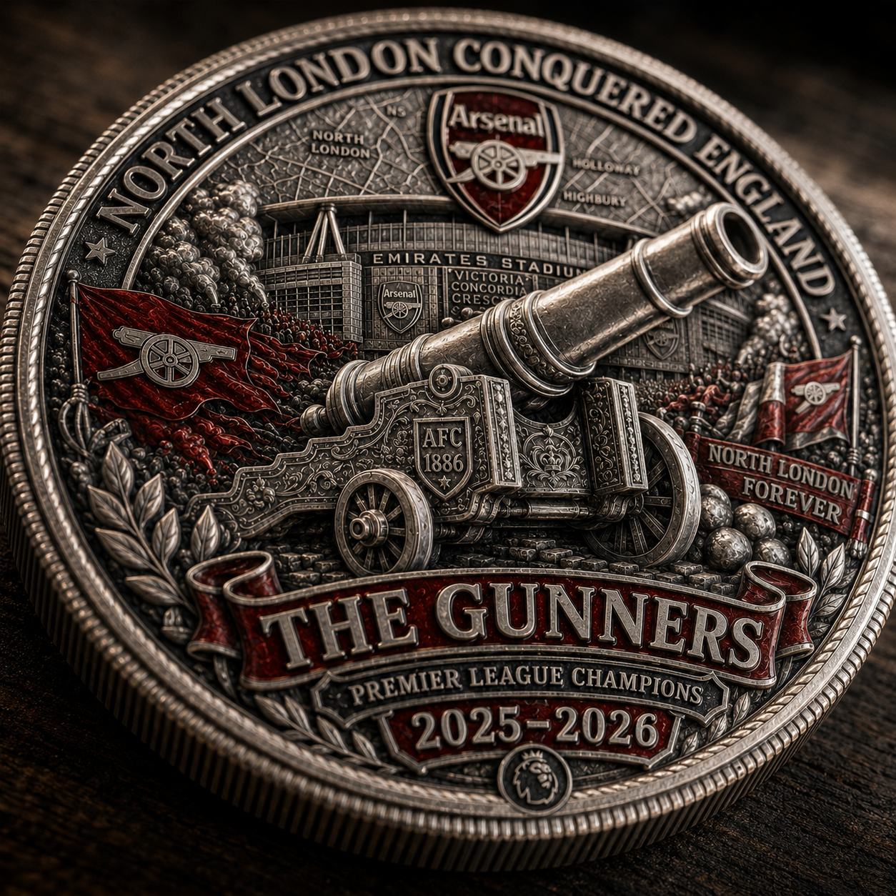 The Gunners Victory Medal Anniversary Coin - NORTH LONDON ROARS AGAIN
