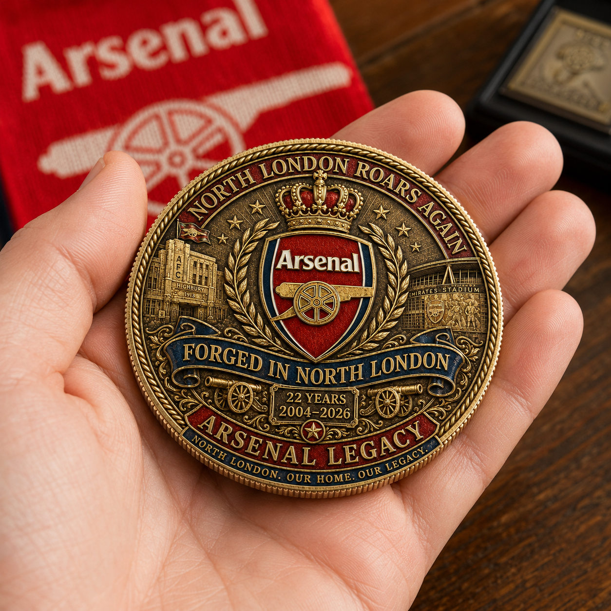 The Gunners Victory Medal Anniversary Coin - NORTH LONDON ROARS AGAIN