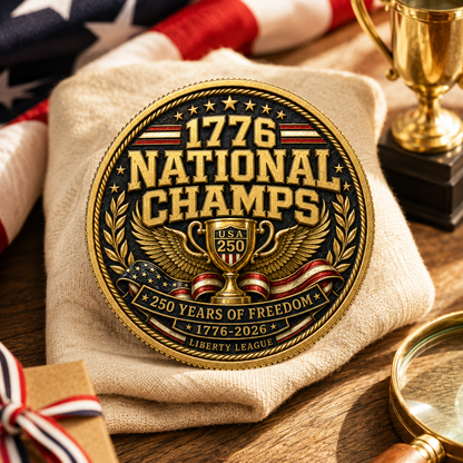 USA 250 1776 National Champs Challenge Coin, Founding Team 1776-2026 Patriotic Collectible Coin