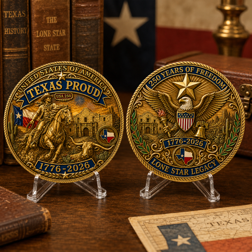 Texas Proud 250th Anniversary Gold Coin – America 1776–2026 Patriotic Gift for Texans