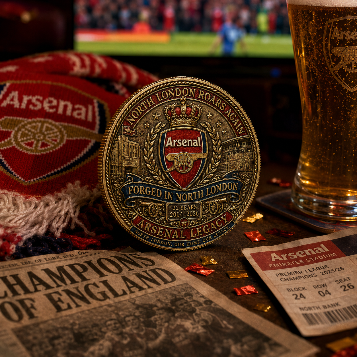 The Gunners Victory Medal Anniversary Coin - NORTH LONDON ROARS AGAIN