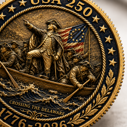 USA 250 Get In Loser We’re Crossing the Delaware Challenge Coin, 1776-2026 Revolutionary War Coin