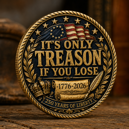 USA 250 It’s Only Treason If You Lose Challenge Coin, 1776-2026 Revolutionary Humor Commemorative Coin