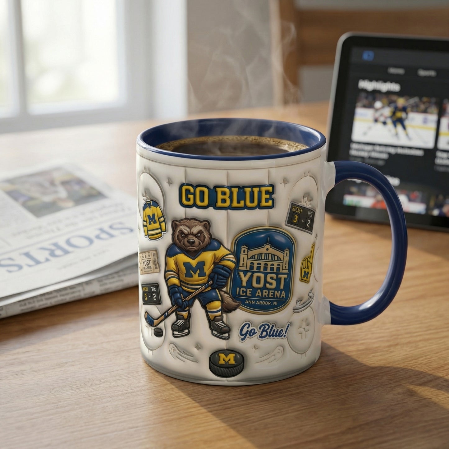 Go Blue Hockey Team - Accent Mug Gift For Fans - MIWO0401
