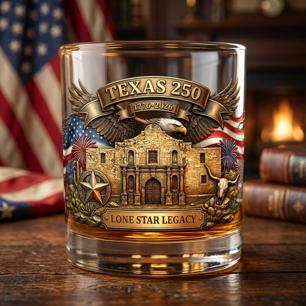 United States 250th Anniversary Whiskey Glass - Texans