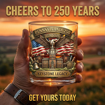 United States 250th Anniversary Whiskey Glass - Pennsylvania