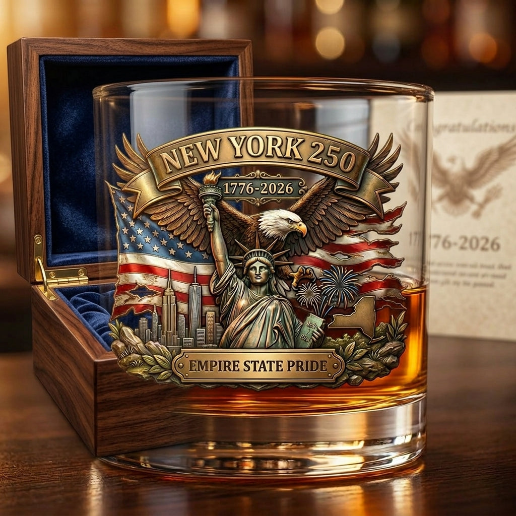 United States 250th Anniversary Whiskey Glass - New York