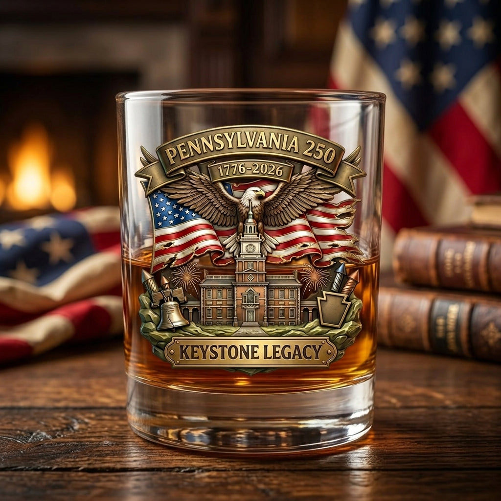 United States 250th Anniversary Whiskey Glass - Pennsylvania