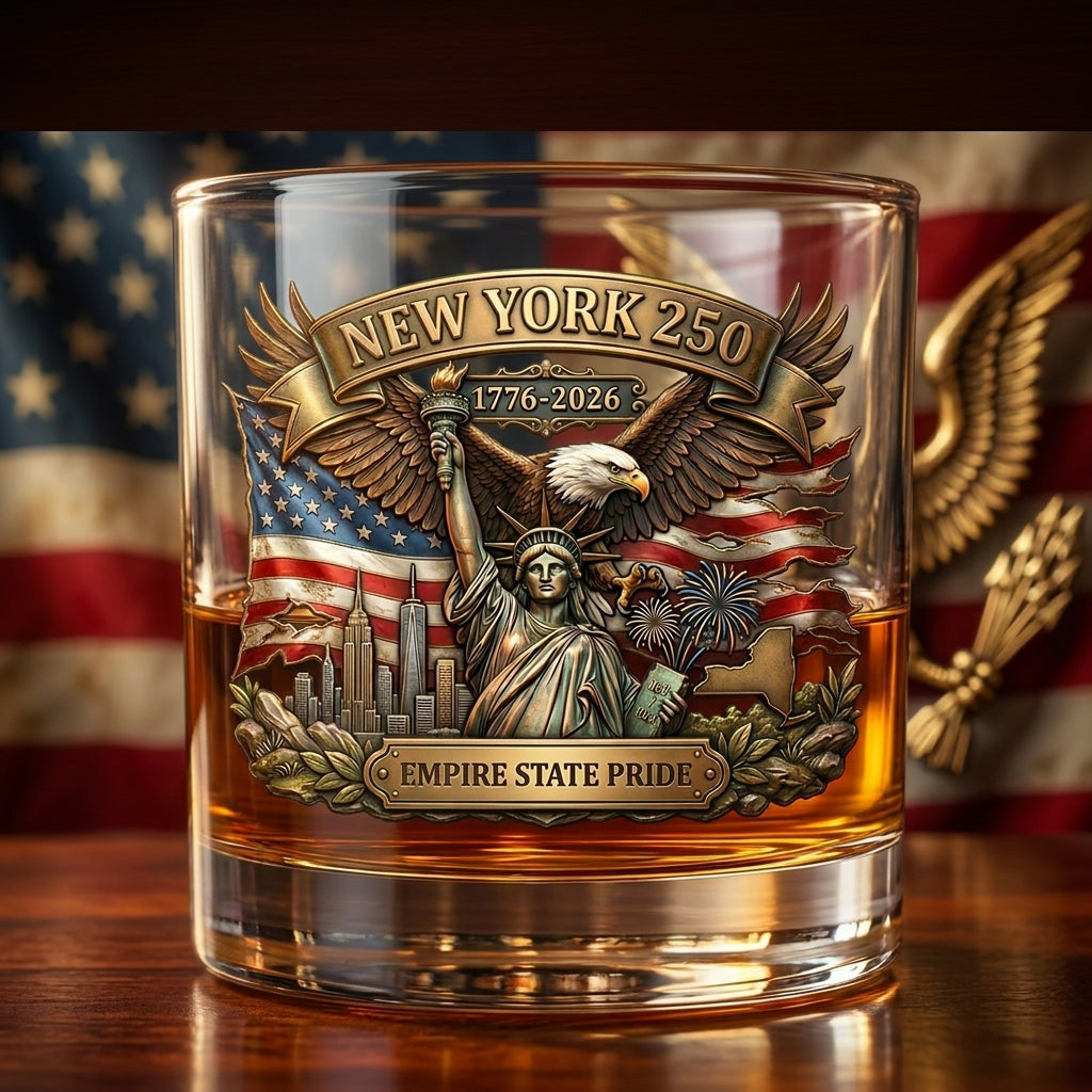 United States 250th Anniversary Whiskey Glass - New York
