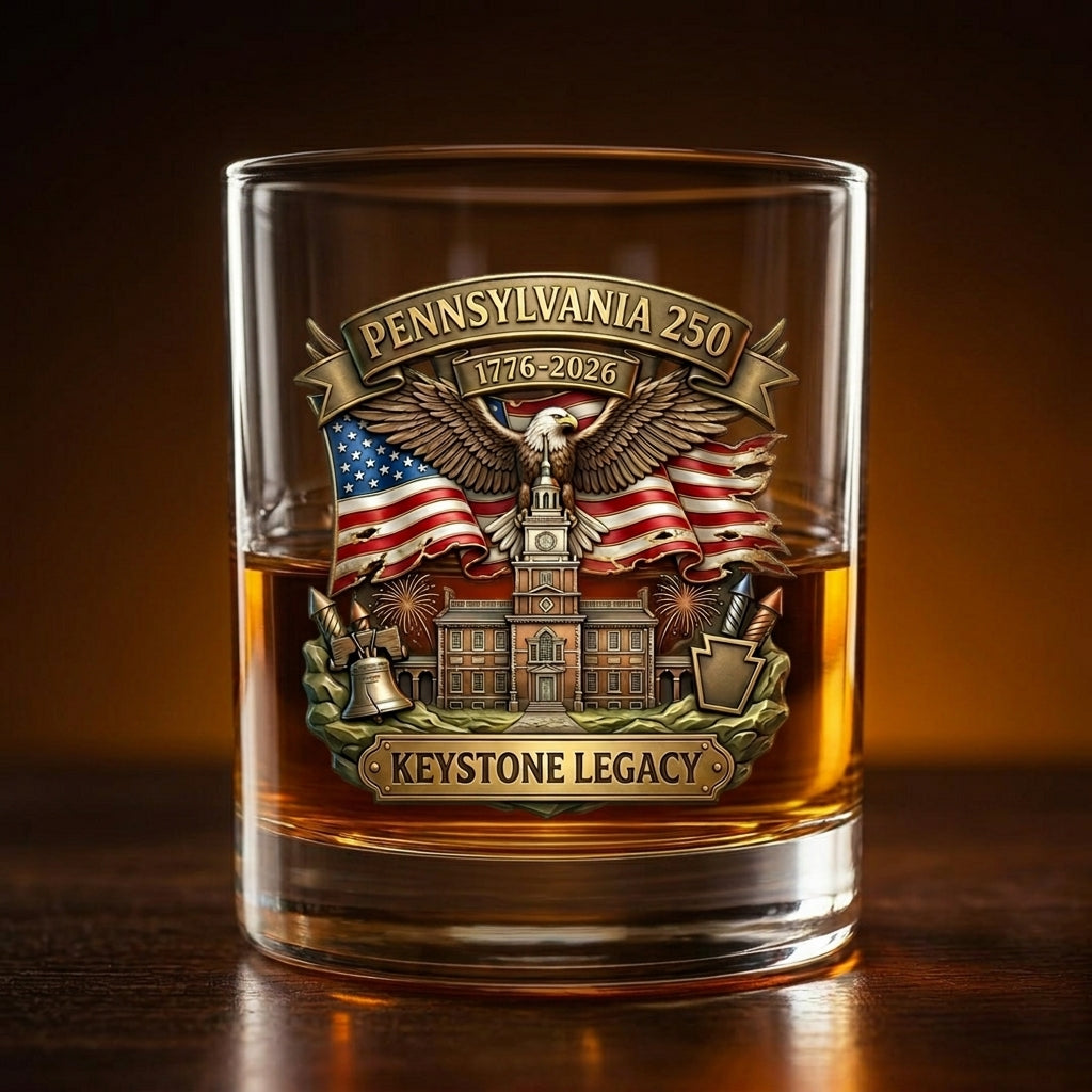 United States 250th Anniversary Whiskey Glass - Pennsylvania