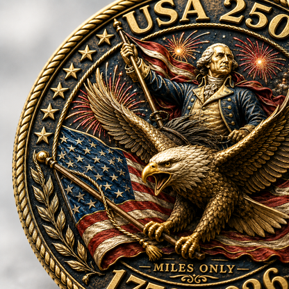 USA 250 WTF Is a Kilometer Challenge Coin, 1776-2026 Imperial Edition Funny Patriotic Coin