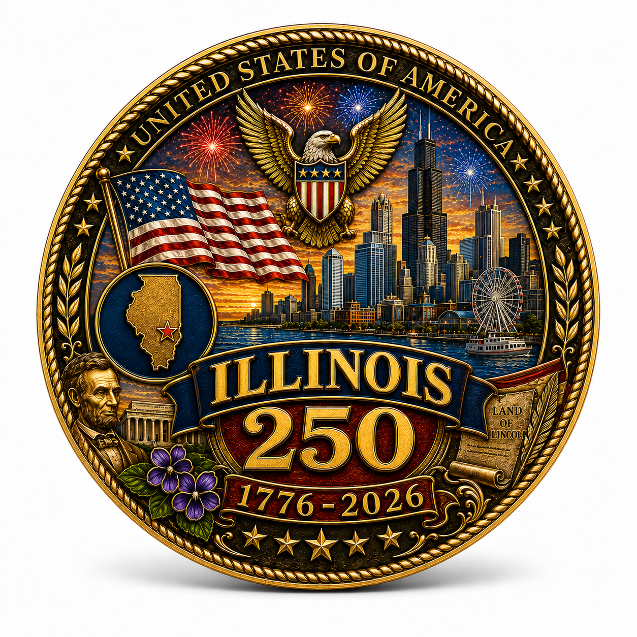 United States 250th Anniversary Coin-Illinois