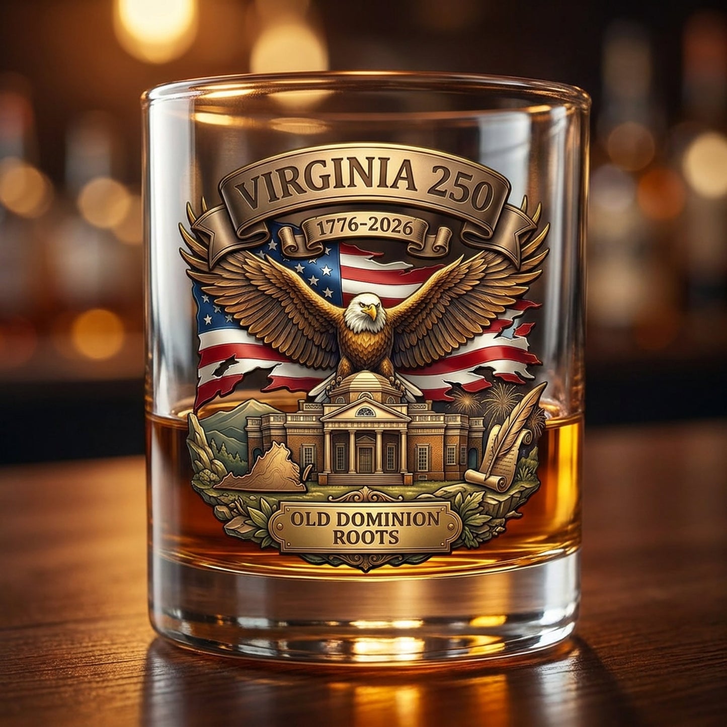 United States 250th Anniversary Whiskey Glass - Virginia